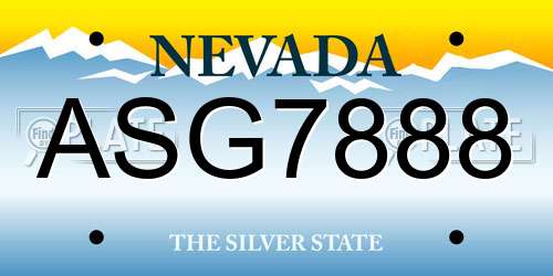 ASG7888 Nevada License Plate