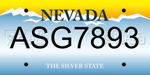 ASG7893 Nevada License Plate