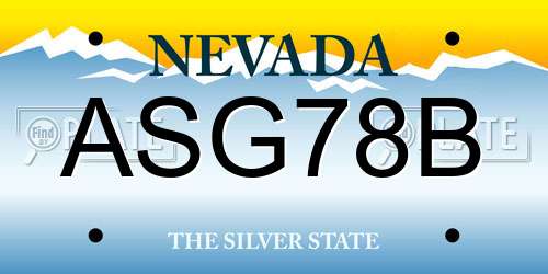 ASG78B Nevada License Plate