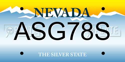 ASG78S Nevada License Plate