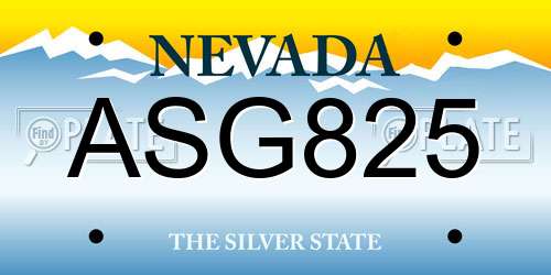 ASG825 Nevada License Plate