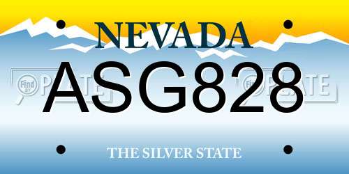ASG828 Nevada License Plate