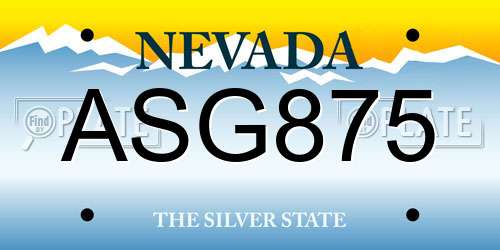 ASG875 Nevada License Plate