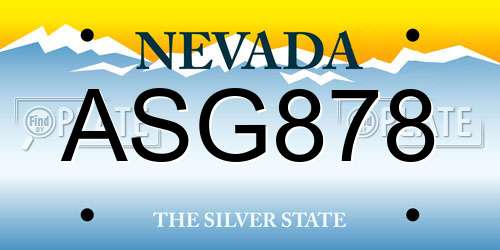 ASG878 Nevada License Plate