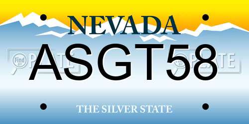 ASGT58 Nevada License Plate