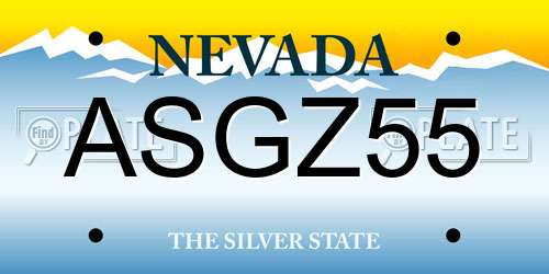 ASGZ55 Nevada License Plate