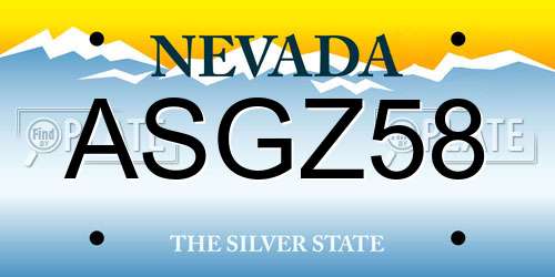 ASGZ58 Nevada License Plate