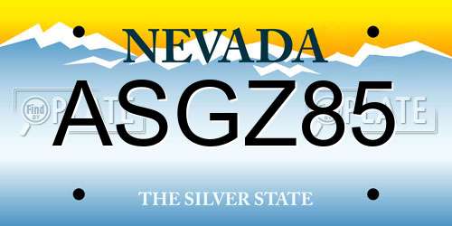 ASGZ85 Nevada License Plate
