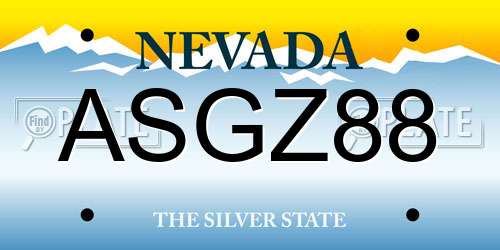 ASGZ88 Nevada License Plate