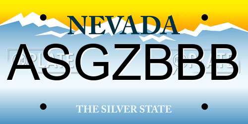 ASGZBBB Nevada License Plate