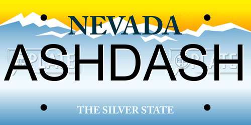 ASHDASH Nevada License Plate