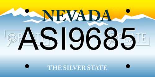 ASI9685 Nevada License Plate