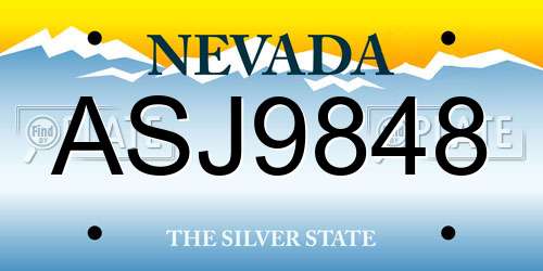 ASJ9848 Nevada License Plate