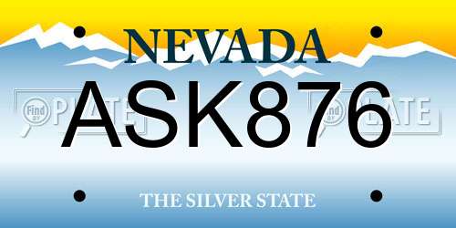 ASK876 Nevada License Plate