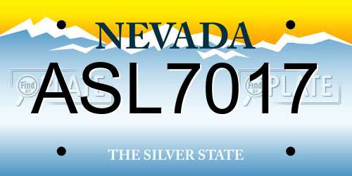 ASL7017 Nevada License Plate