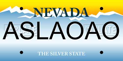 ASLAOAO Nevada License Plate