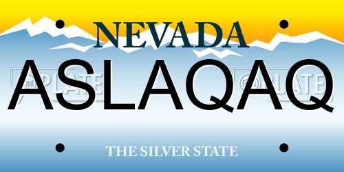 ASLAQAQ Nevada License Plate