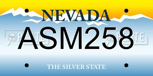 ASM258 Nevada License Plate