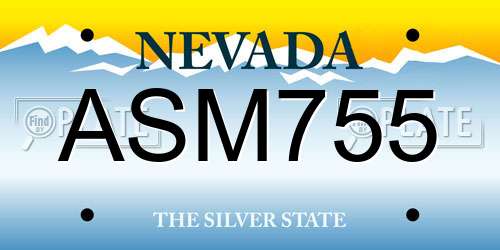 ASM755 Nevada License Plate