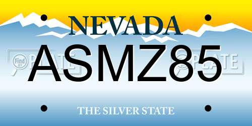 ASMZ85 Nevada License Plate