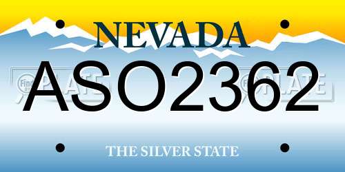 ASO2362 Nevada License Plate