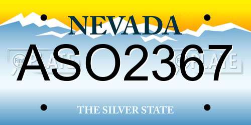 ASO2367 Nevada License Plate