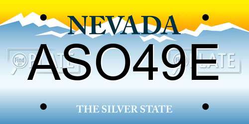 ASO49E Nevada License Plate