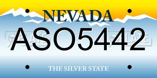 ASO5442 Nevada License Plate