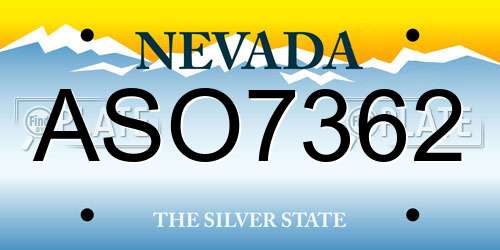 ASO7362 Nevada License Plate