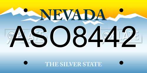 ASO8442 Nevada License Plate