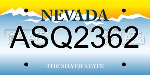ASQ2362 Nevada License Plate