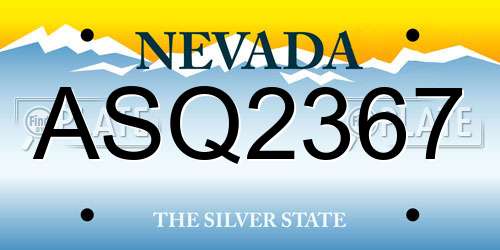 ASQ2367 Nevada License Plate