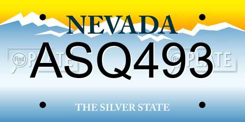 ASQ493 Nevada License Plate