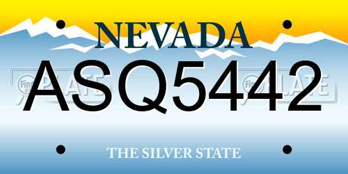ASQ5442 Nevada License Plate