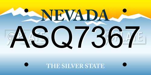 ASQ7367 Nevada License Plate