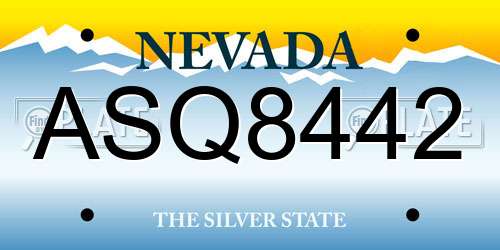 ASQ8442 Nevada License Plate