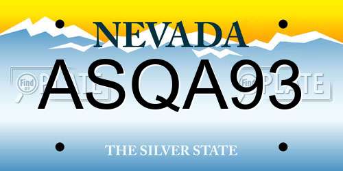 ASQA93 Nevada License Plate