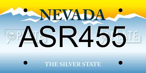 ASR455 Nevada License Plate