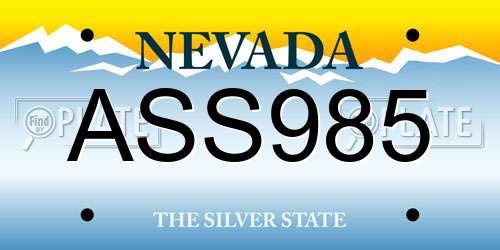 ASS985 Nevada License Plate