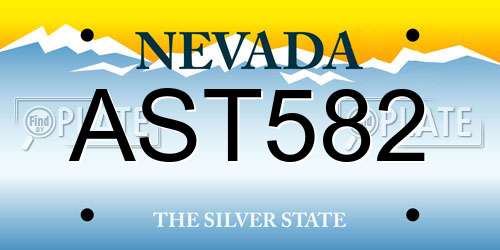 AST582 Nevada License Plate