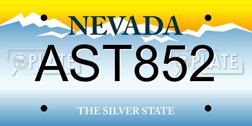 AST852 Nevada License Plate