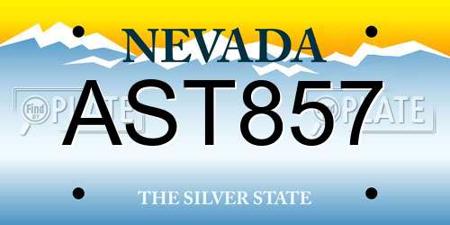 AST857 Nevada License Plate