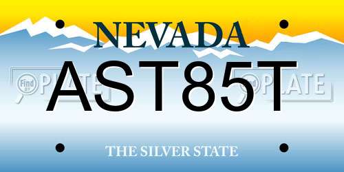 AST85T Nevada License Plate