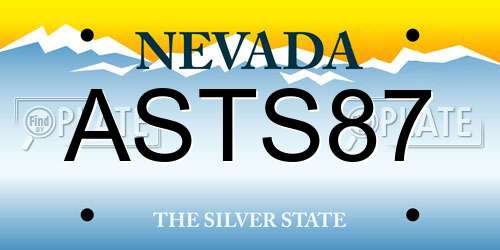 ASTS87 Nevada License Plate