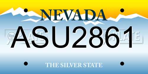 ASU2861 Nevada License Plate