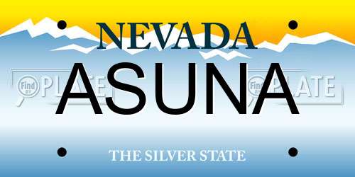 ASUNA Nevada License Plate