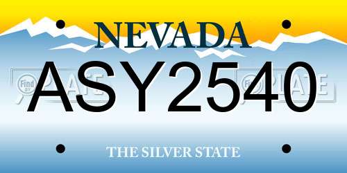 ASY2540 Nevada License Plate