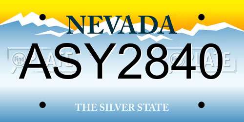 ASY2840 Nevada License Plate