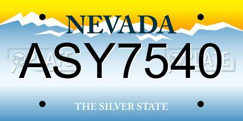 ASY7540 Nevada License Plate