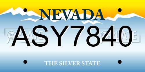 ASY7840 Nevada License Plate